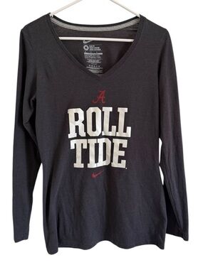 Nike Alabama Crimson Tide Roll Tide Long Sleeve V Neck Shirt Womens Medium